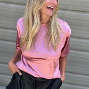 Metallic Pink Satin Tee